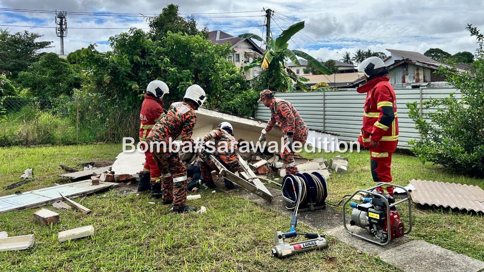 Tragic Accident Man Crushed by Collapsed Wall in Kuching