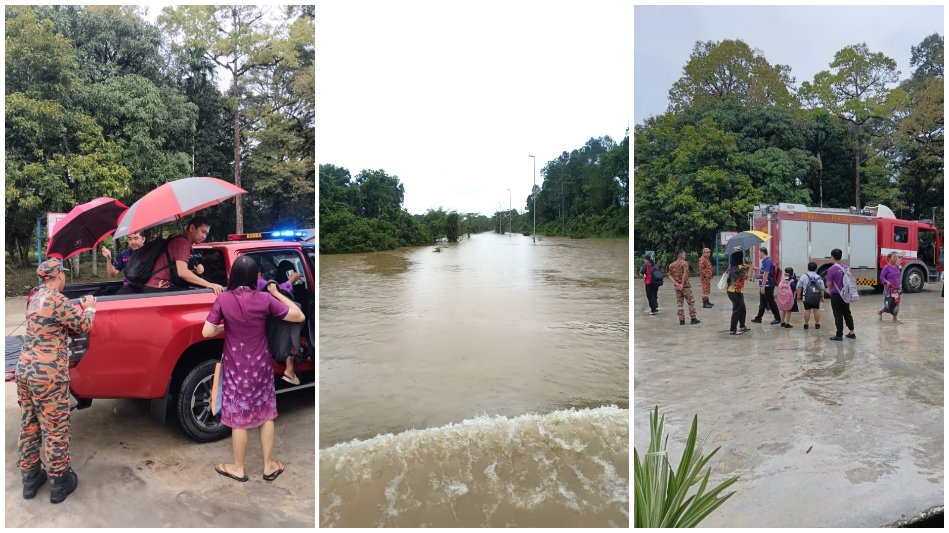Firefighters Rescue 11 Students and Teachers Stranded in Sibu Flood