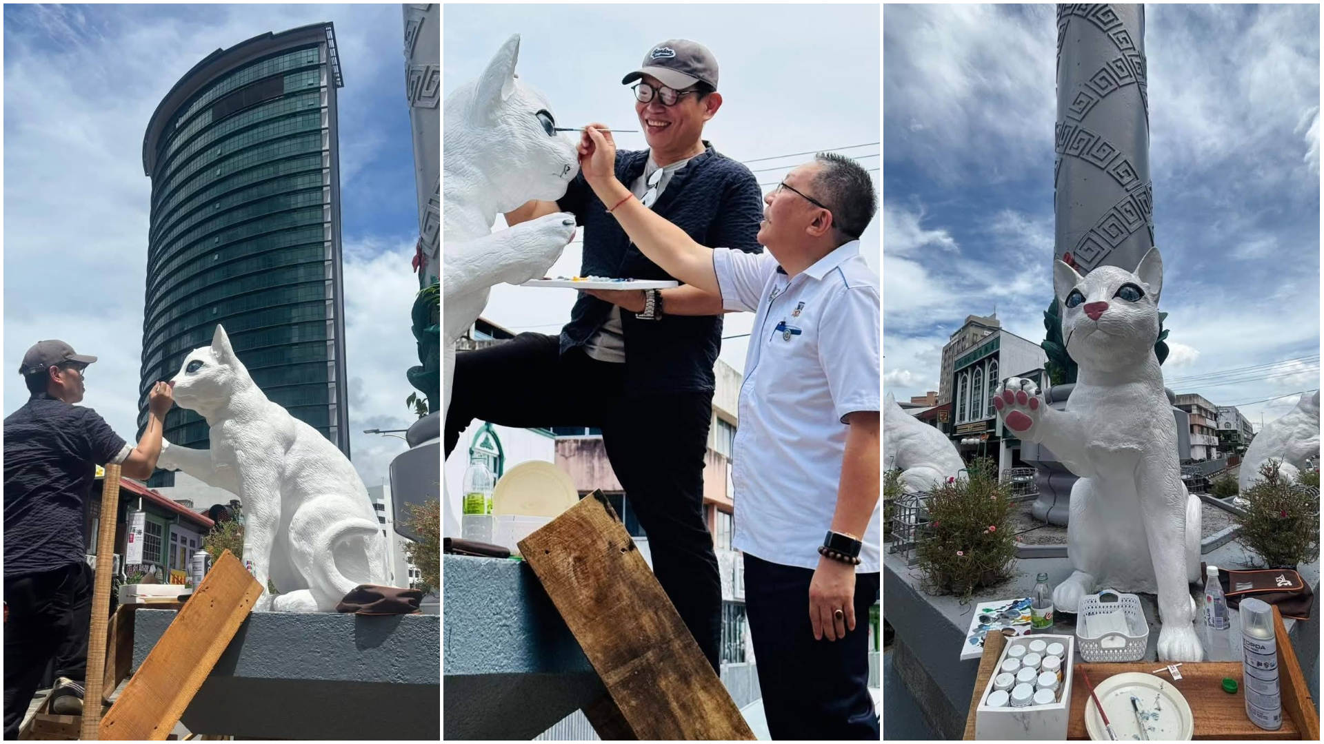 Kuching’s Cat Tower Statues Get Colourful New Eyes Chosen by Public