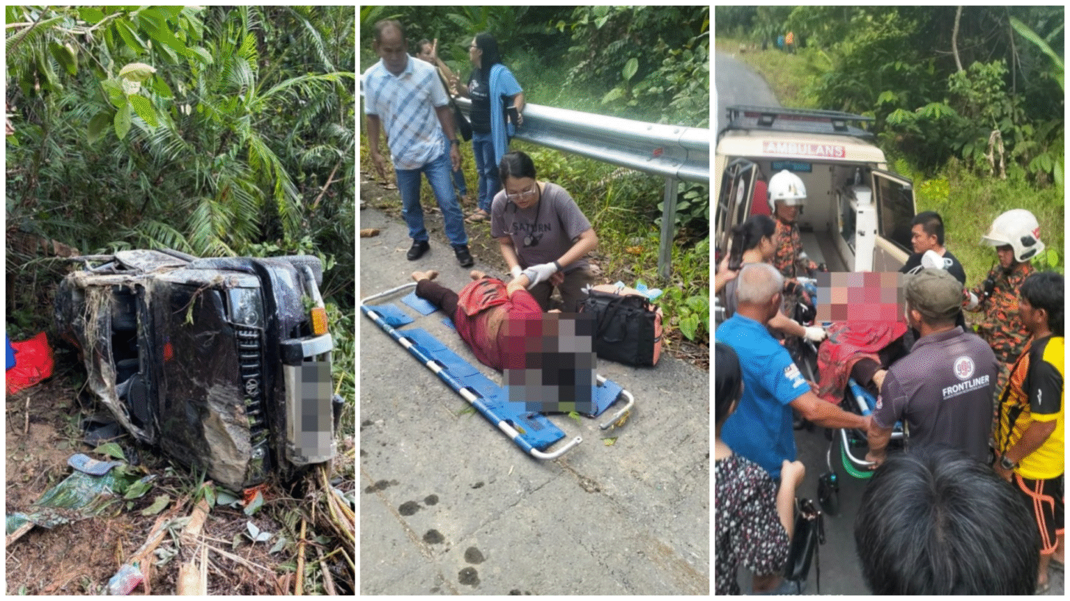 Tragic Crash in Belaga Driver Dies, 5 Hurt as 4WD Falls into Ravine