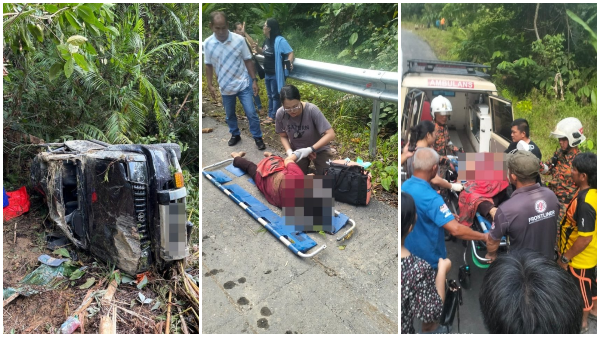 Tragic Crash in Belaga Driver Dies, 5 Hurt as 4WD Falls into Ravine