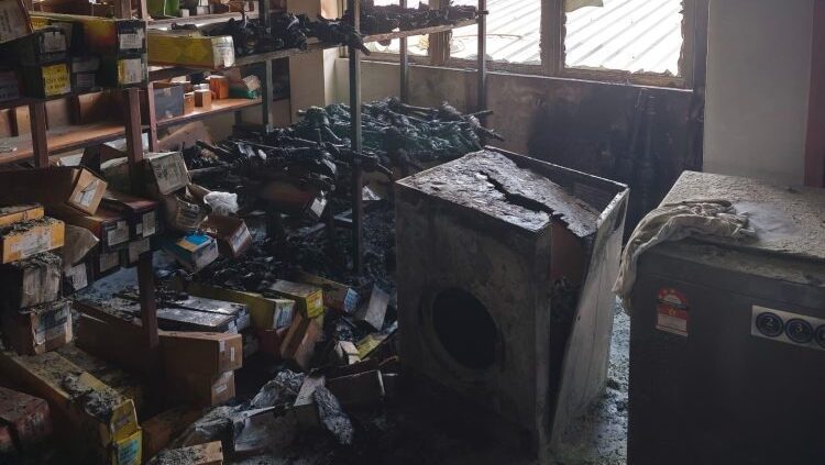 Fire Damages Miri Car Parts Shop, 40% of Building Destroyed