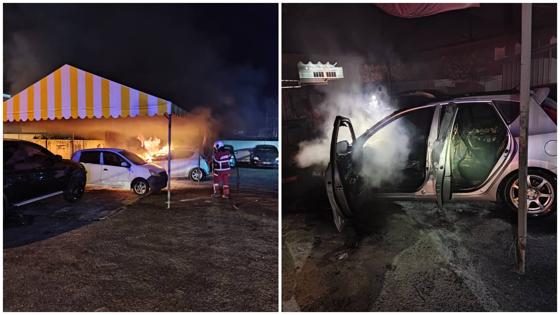 Hyundai Hatchback Razed in Fire at Shell Workshop Along Jalan Kereta Api
