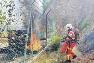 Telecom Power Generator Destroyed in Fire on Betong Hill