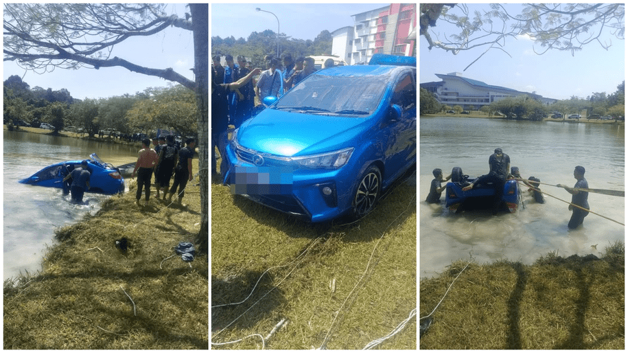 Car Falls Into Unimas Lake, Woman Found Unconscious 2 Car Falls Into Unimas Lake, Woman Found Unconscious