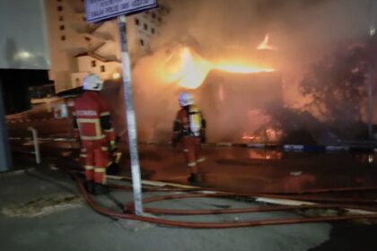 Miri City Bus Office Catches Fire Late at Night