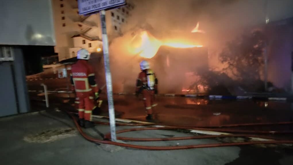 Miri City Bus Office Catches Fire Late at Night