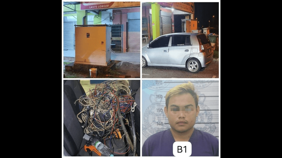 Cable Thief Caught with Tools and Wires in Kota Samarahan