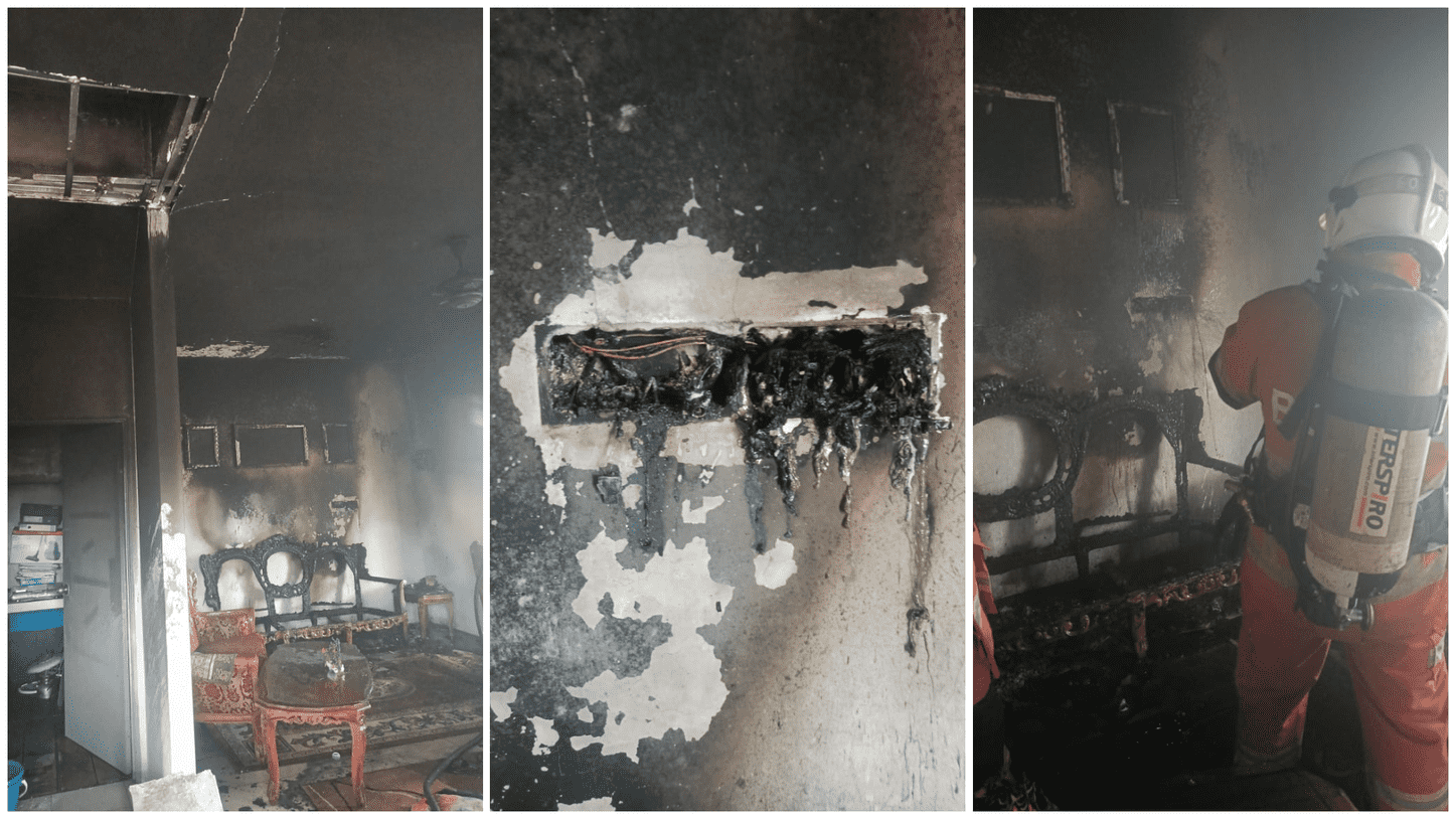 Fire Damages Living Room in Taman Melaban, Suspected Short Circuit