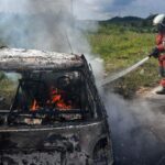 Kancil Razed in Blaze on Miri-Bintulu Pan Borneo Highway