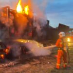 Lorry Catches Fire on Pan Borneo Highway, Two Workers Escape Unhurt
