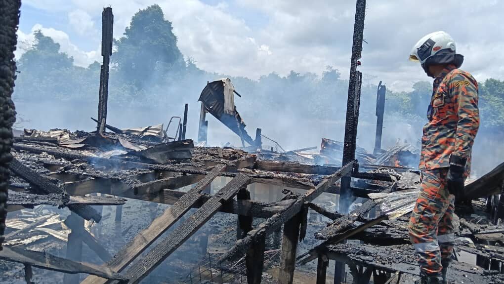 Six Left Homeless After Fire Rips Through Kampung Nelayan Homes