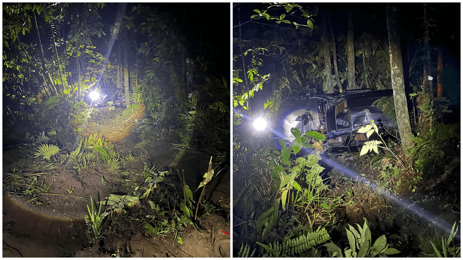 Three Injured After 4WD Plunges Into Ravine at Jalan Long Loyang