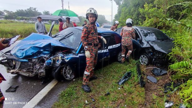 Two-Vehicle Crash on Jalan Matang Leaves Three with Minor Injuries