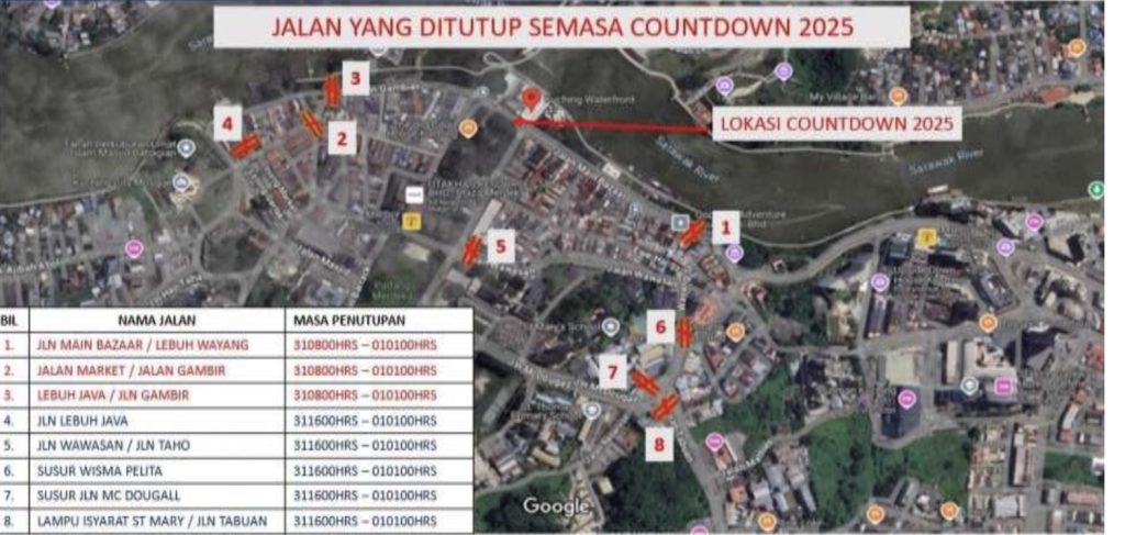 Roads Closed for Countdown 2025 in Kuching: Plan Your Journey Ahead 2 Roads Closed for Countdown 2025 in Kuching: Plan Your Journey Ahead