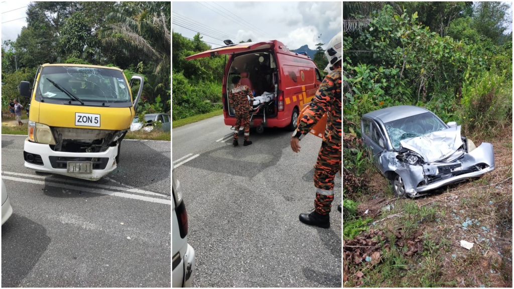 Four Seriously Injured in Serian-Tebedu Road Crash Near Kampung Pichin