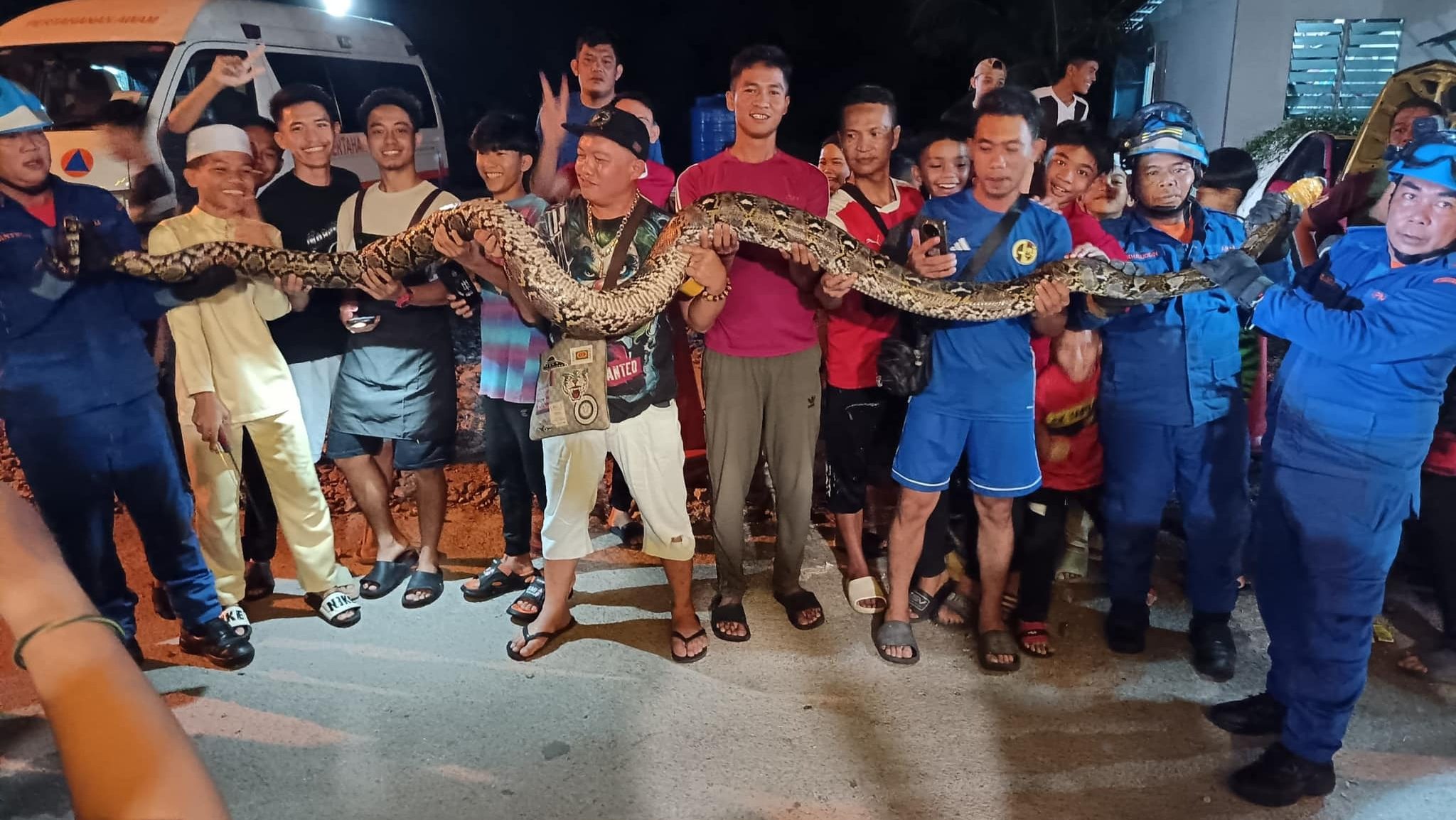 Massive 15-foot Python with 30 Eggs Found Under Taxi in Kuching