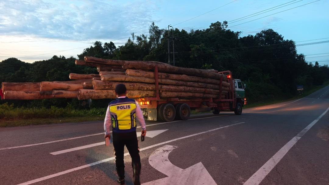 Police Crack Down on Overloaded Palm Oil and Timber Lorries in Meradong Operation