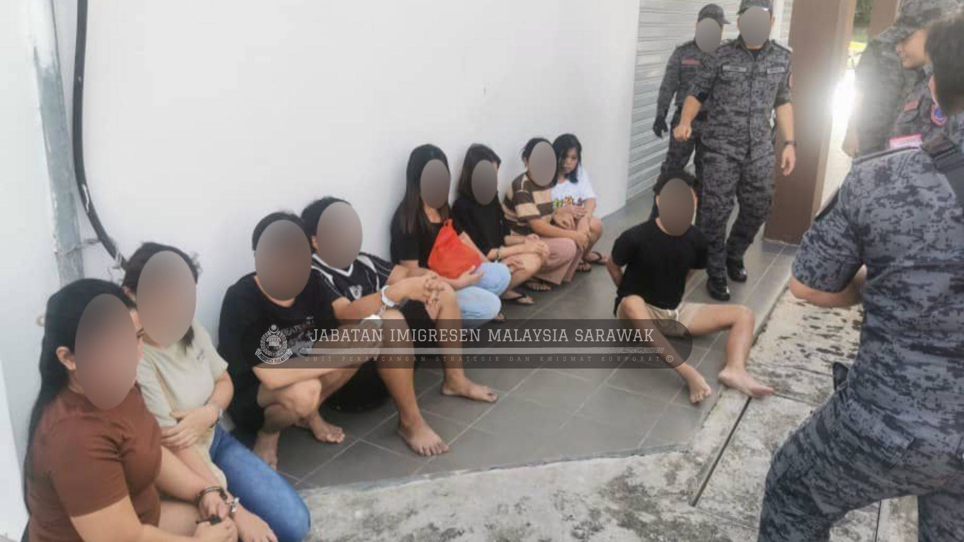 Immigration Operation Detains 55 Illegal Immigrants in Kuching and Bau
