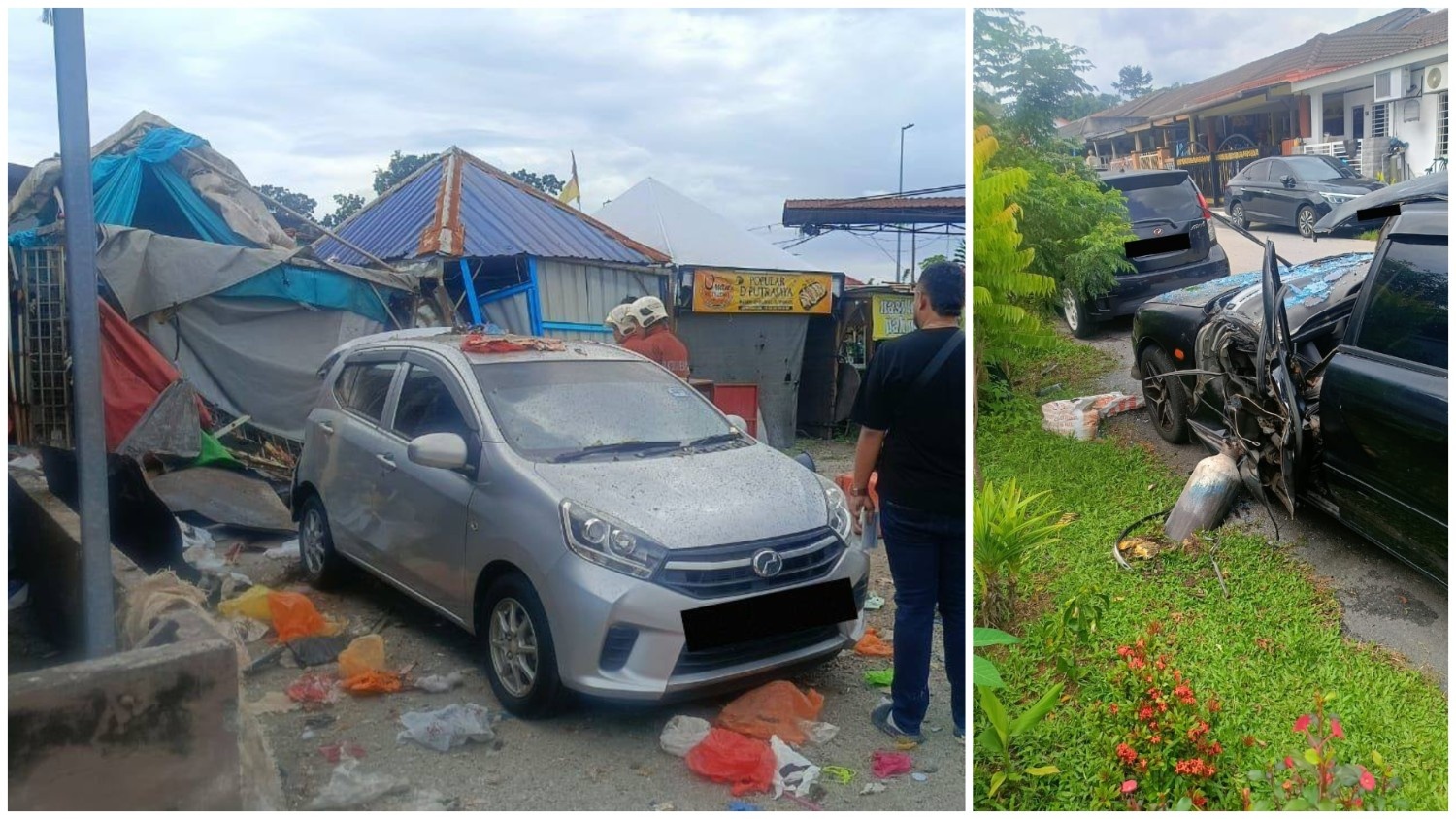 Helium Gas Cylinder Explosion Damages Stalls, Cars in Kajang