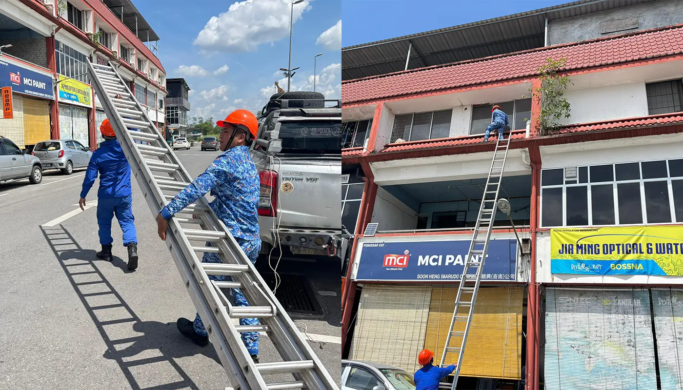 APM Marudi Successfully Rescues Pet Cat from Rooftop 1 Sarawak, Sarawak News, Marudi, Marudi News, Civil Defence, Pet Rescue, Public Safety