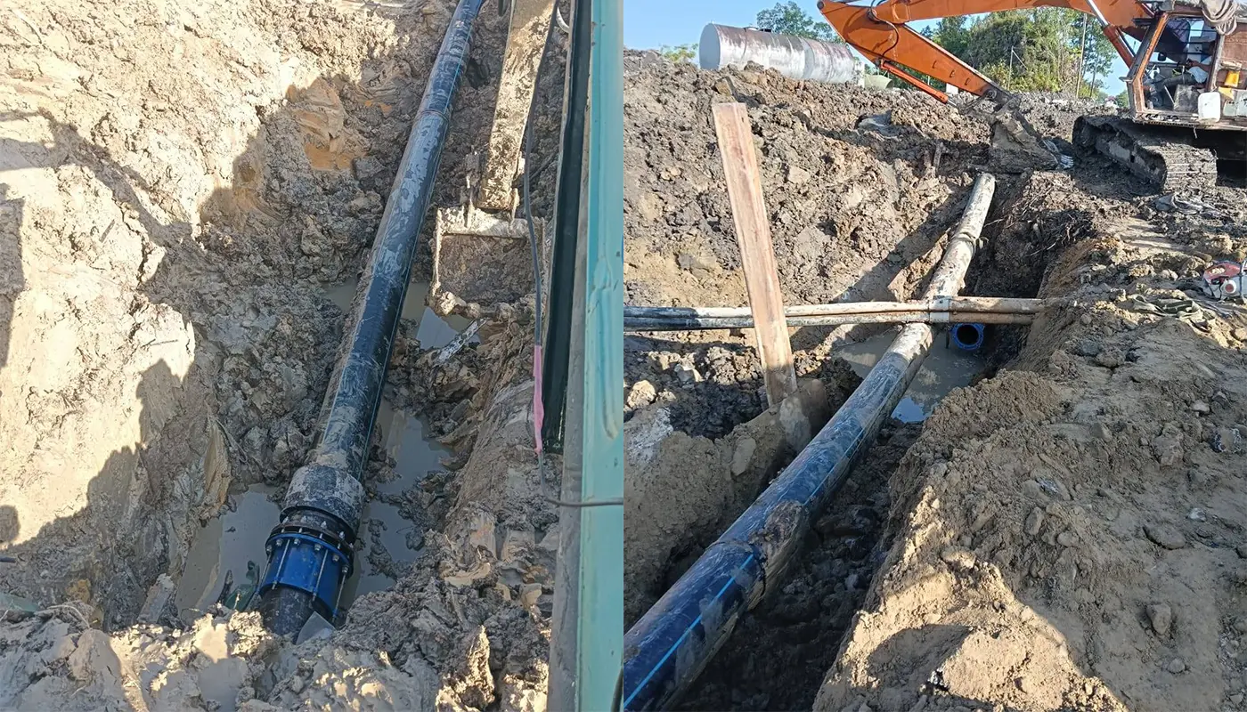 Pipe Repair in Sibu Nears Completion After Overnight Works 1 Sarawak, Sarawak News, Sibu, Sibu News, Water Supply, Infrastructure, Pipe Repair, Landslide
