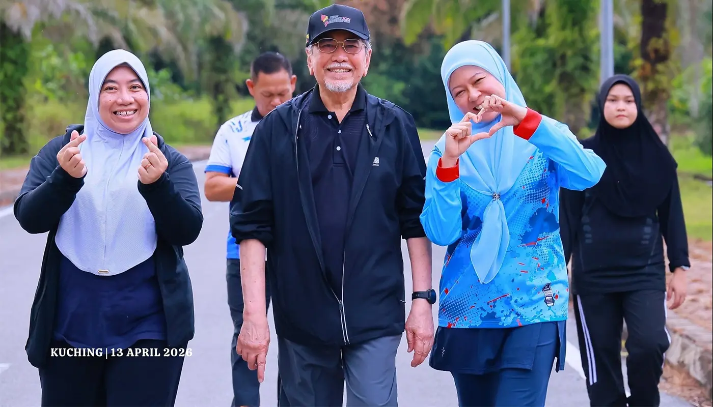 Sarawak Governor Promotes Healthy Living with Family Walk 1 Sarawak, Sarawak News, Kuching, Kuching News, Healthy Lifestyle, Wellness, Family Activities, Kasuma Resort