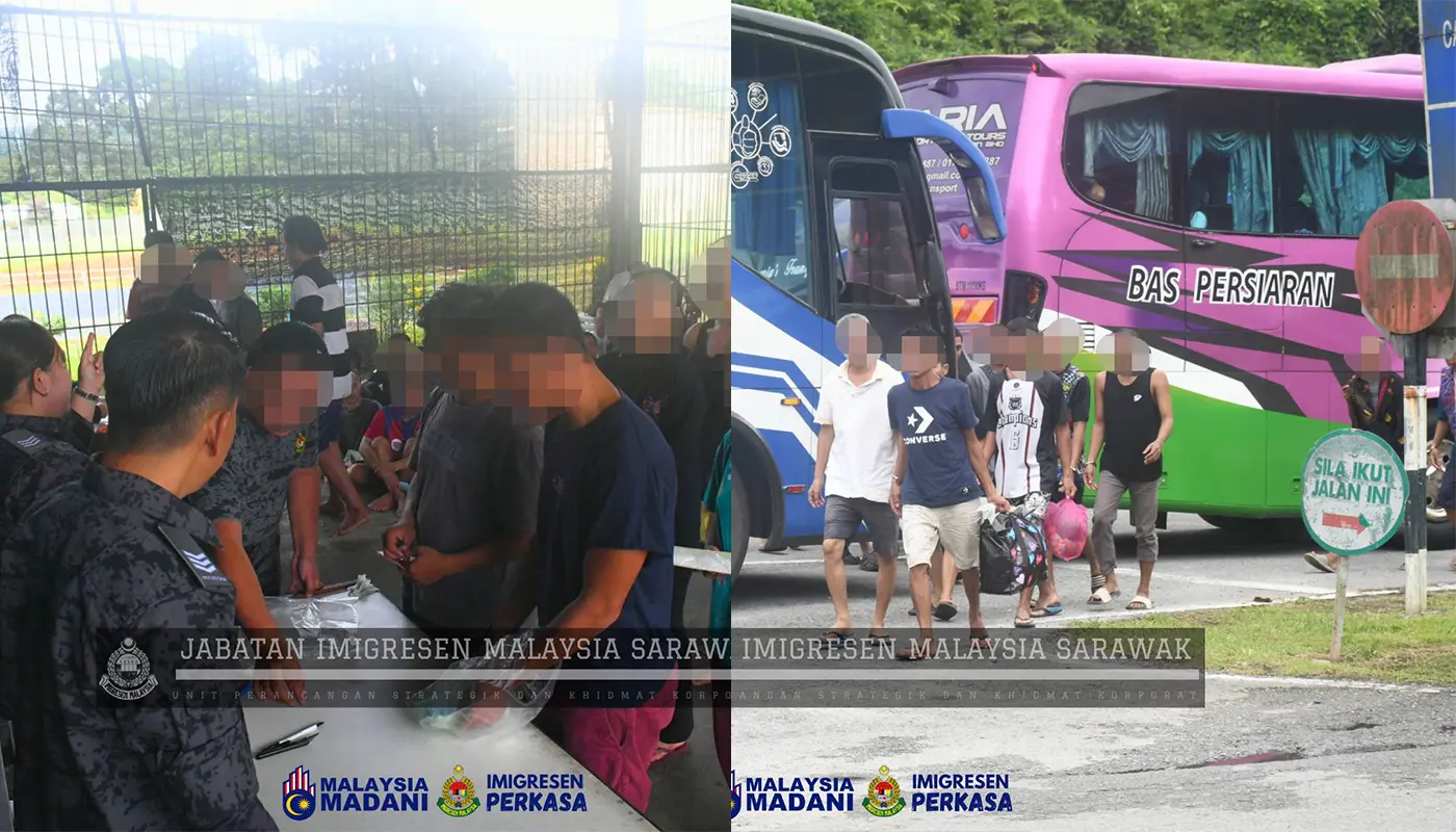 282 Indonesian Detainees Returned from Semuja Immigration Depot 1 Sarawak, Sarawak News, Tebedu, Tebedu News, Immigration, Foreign Detainees, Repatriation, Law and Order