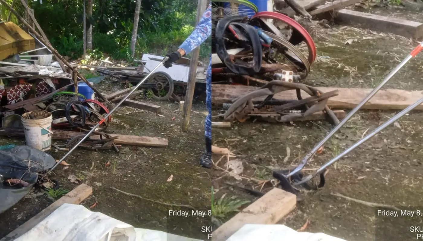 APM Captured Black Velvet Snake in Sematan Village 1 Sarawak, Sarawak News, Sematan, Sematan News, Snake Capture, APM, Emergency Response, Public Safety