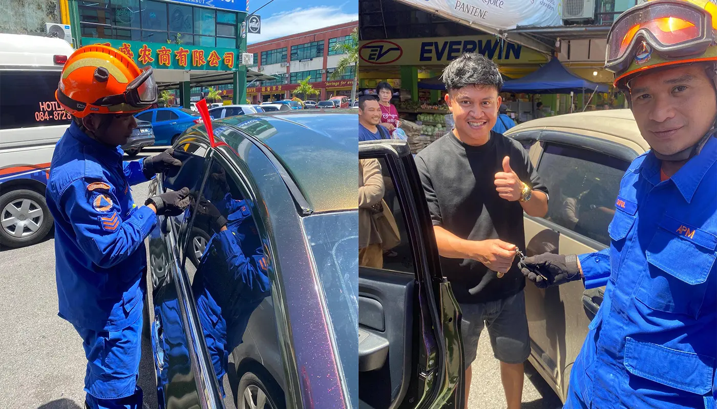 APM Mukah Helps Unlock Car Door in Emergency Call 1 Sarawak, Sarawak News, Mukah, Mukah News, Malaysian Civil Defence Force, APM Mukah, Emergency Response, Public Safety