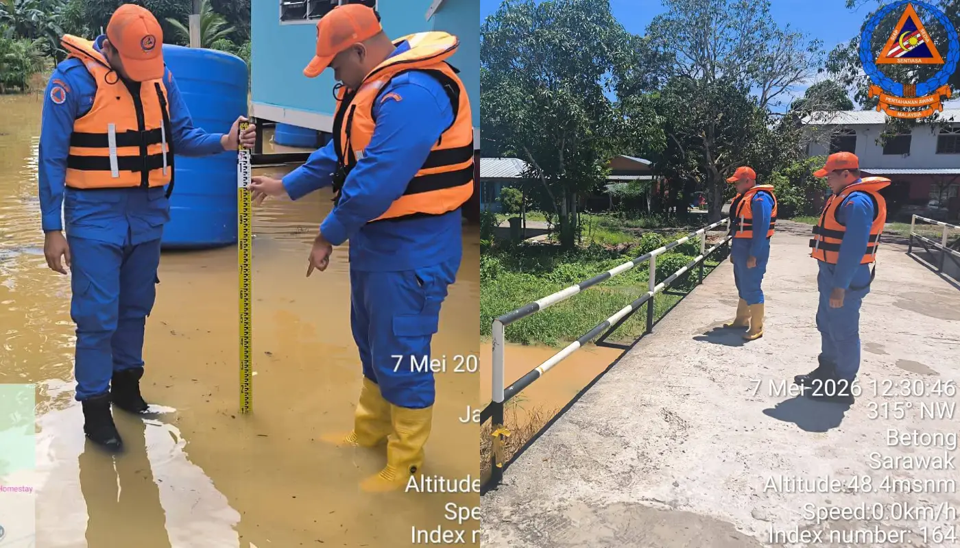 APM Saratok Monitors Flood-Prone Areas in Kabong 1 Sarawak, Sarawak News, Kabong, Kabong News, Flood Monitoring, APM Saratok, Public Safety, Weather Alert