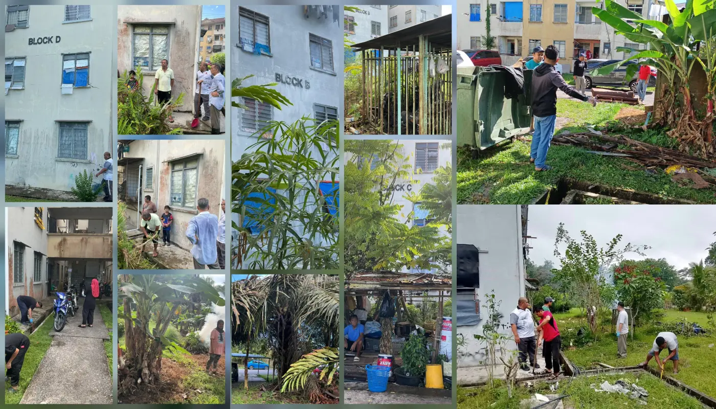 Community Joins Cleanliness Drive at Demak Laut Flats 1 Sarawak, Sarawak News, Kuching, Kuching News, Community Development, Cleanliness Campaign, Public Housing, Resident Cooperation