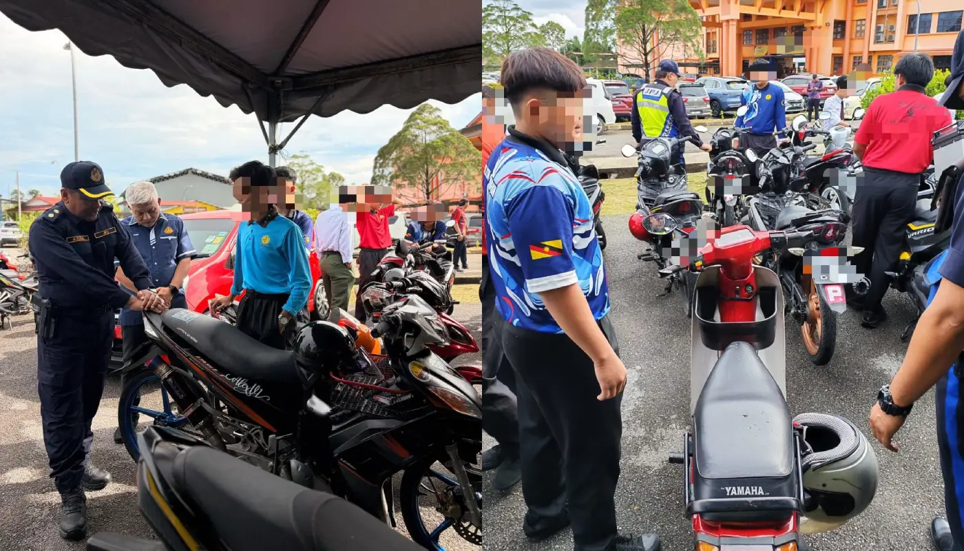 JPJ Sarawak Conducts Motorcycle Ops at Kota Samarahan School 1 Sarawak, Sarawak News, Kota Samarahan, Kota Samarahan News, JPJ Sarawak, Motorcycle Safety, Road Safety, Student Vehicles, Enforcement Operation