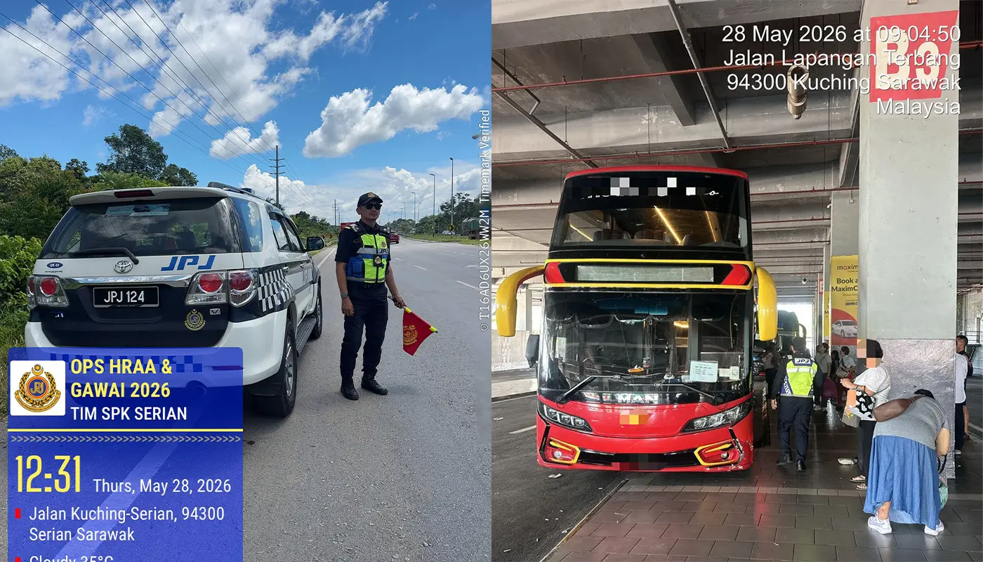 Kuching, Kuching News, Sibu, Sibu News, Miri, Miri News, Sarawak, Sarawak News, Malaysia, Malaysia News, JPJ Sarawak, Ops HRAA, Gawai Dayak 2026, Road Safety, Bus Inspections