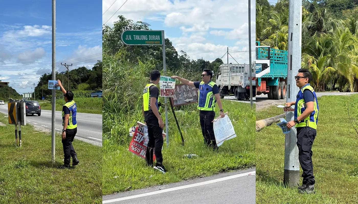 Operation Vulture Removes Illegal Money Lending Banners in Bau 1 Sarawak, Sarawak News, Bau, Bau News, Illegal Money Lending, Public Safety, Community Cleanliness, Bau District Council