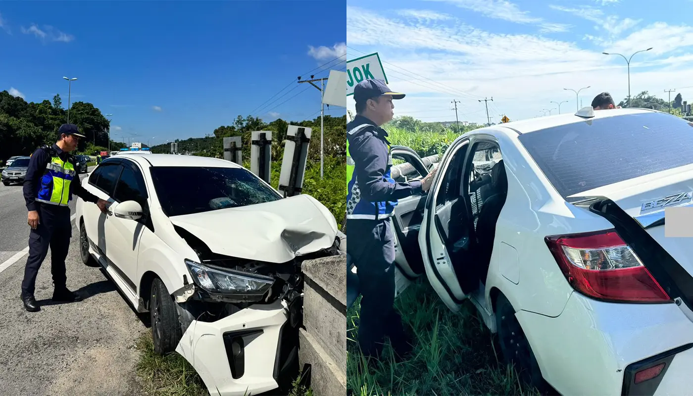 Road Accident Along Jalan Serian-Kuching, One Minor Injury 1 Sarawak, Sarawak News, Serian, Serian News, JPJ, Road Safety, Ops Hari Raya Aidiladha, Traffic Control, Accident Response