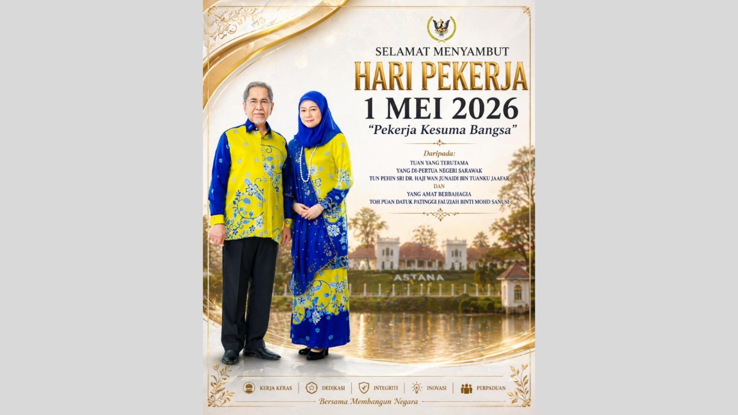 Sarawak Governor Urges Unity, Honors Workers on Labour Day