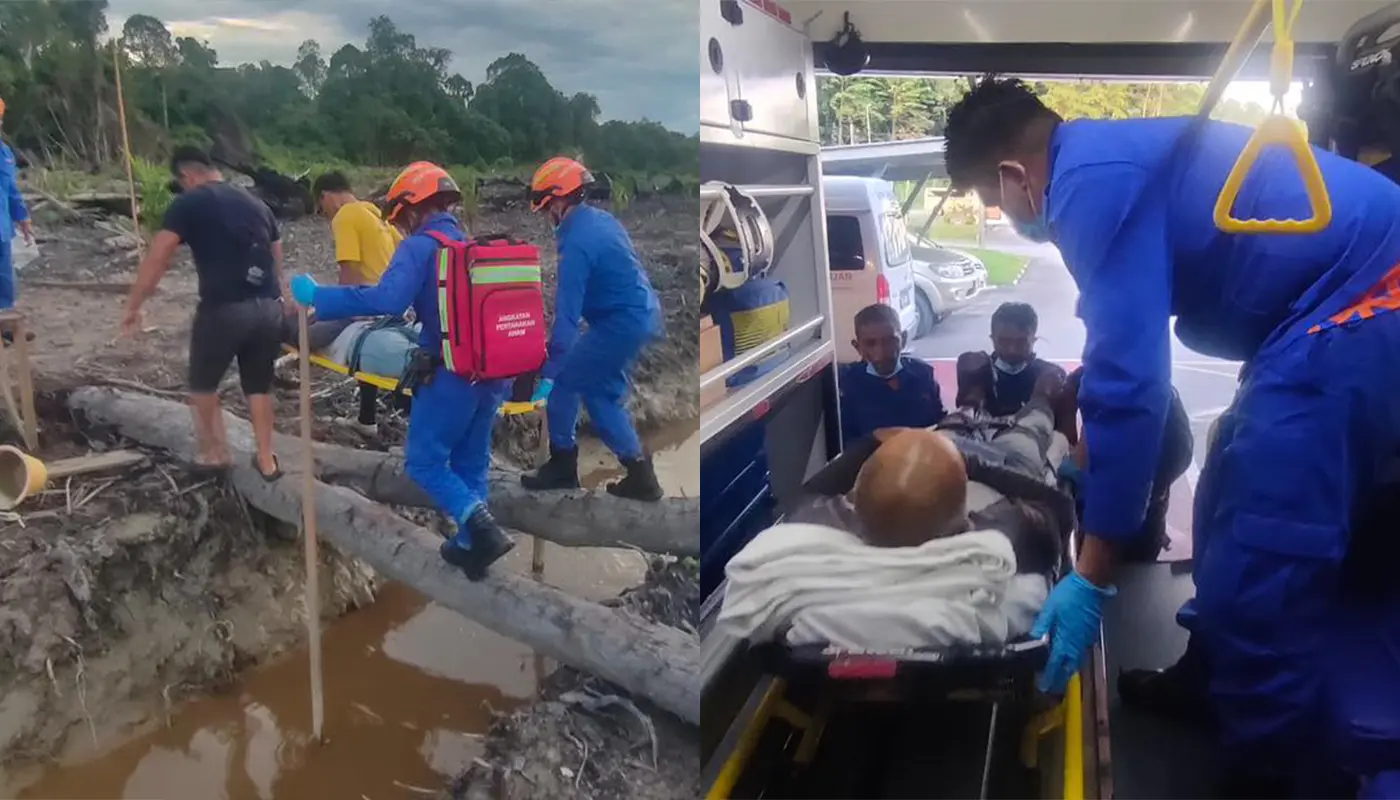 Tree Fall Incident Injures Victim on Simunjan-Gedong Road 1 Sarawak, Sarawak News, Simunjan, Simunjan News, Gedong, Gedong News, Civil Defence, Emergency Response, SKT Case