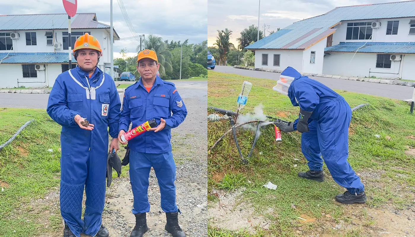 APM Removes Hazardous Wasp Nest at Debak School 1 Sarawak, Sarawak News, Debak, Debak News, School Safety, Civil Defence, Wasp Nest