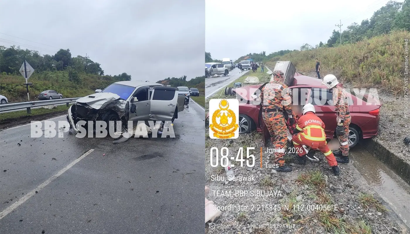 Fatal Accident in Sibu Leaves One Dead, Two Injured 1 Sarawak, Sarawak News, Sibu, Sibu News, Road Accident, Civil Defence, Public Safety