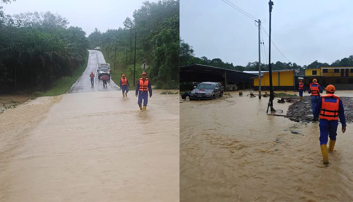 Floodwaters Sweep Vehicle in Lubok Antu, Driver Escapes Safely 1 Sarawak, Sarawak News, Lubok Antu, Lubok Antu News, Flood, Public Safety, Civil Defence