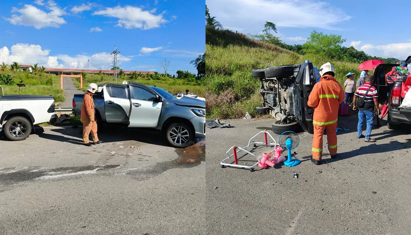 Four Injured in Accident on Suai-Niah Highway 1 Sarawak, Sarawak News, Miri, Miri News, Road Accident, Pan Borneo Highway, Fire and Rescue