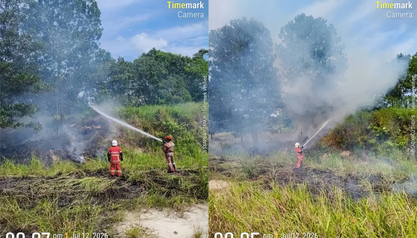 Bushfire Contained Near Lundu Garbage Dump 1 Sarawak, Sarawak News, Lundu, Lundu News, Bushfire, Emergency Response, Public Safety
