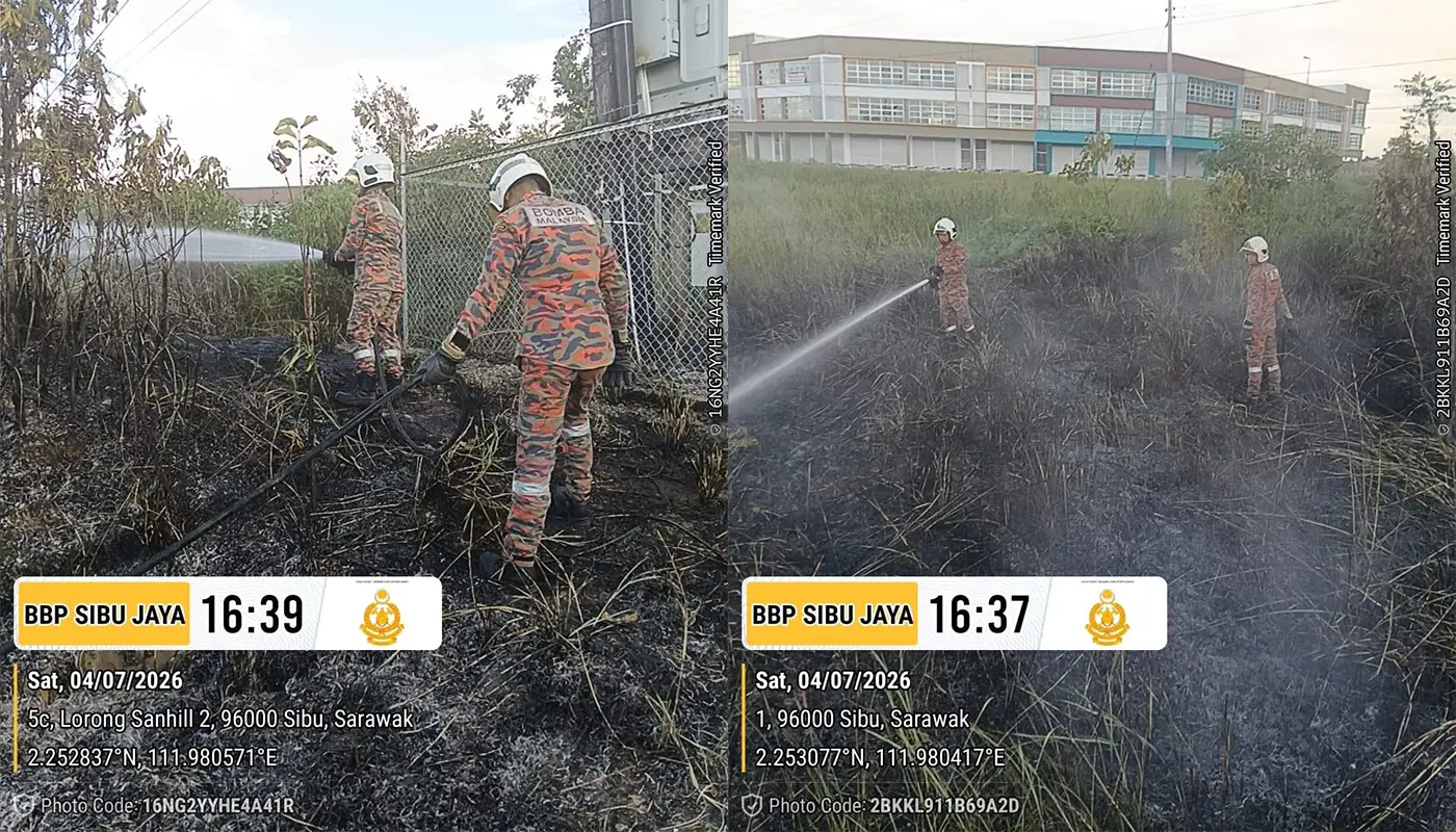 Firefighters Contain One-Acre Blaze Near Sibu Airport 1 Sarawak, Sarawak News, Sibu, Sibu News, Fire and Rescue Department, Emergency Response, Road Safety, Civil Defence