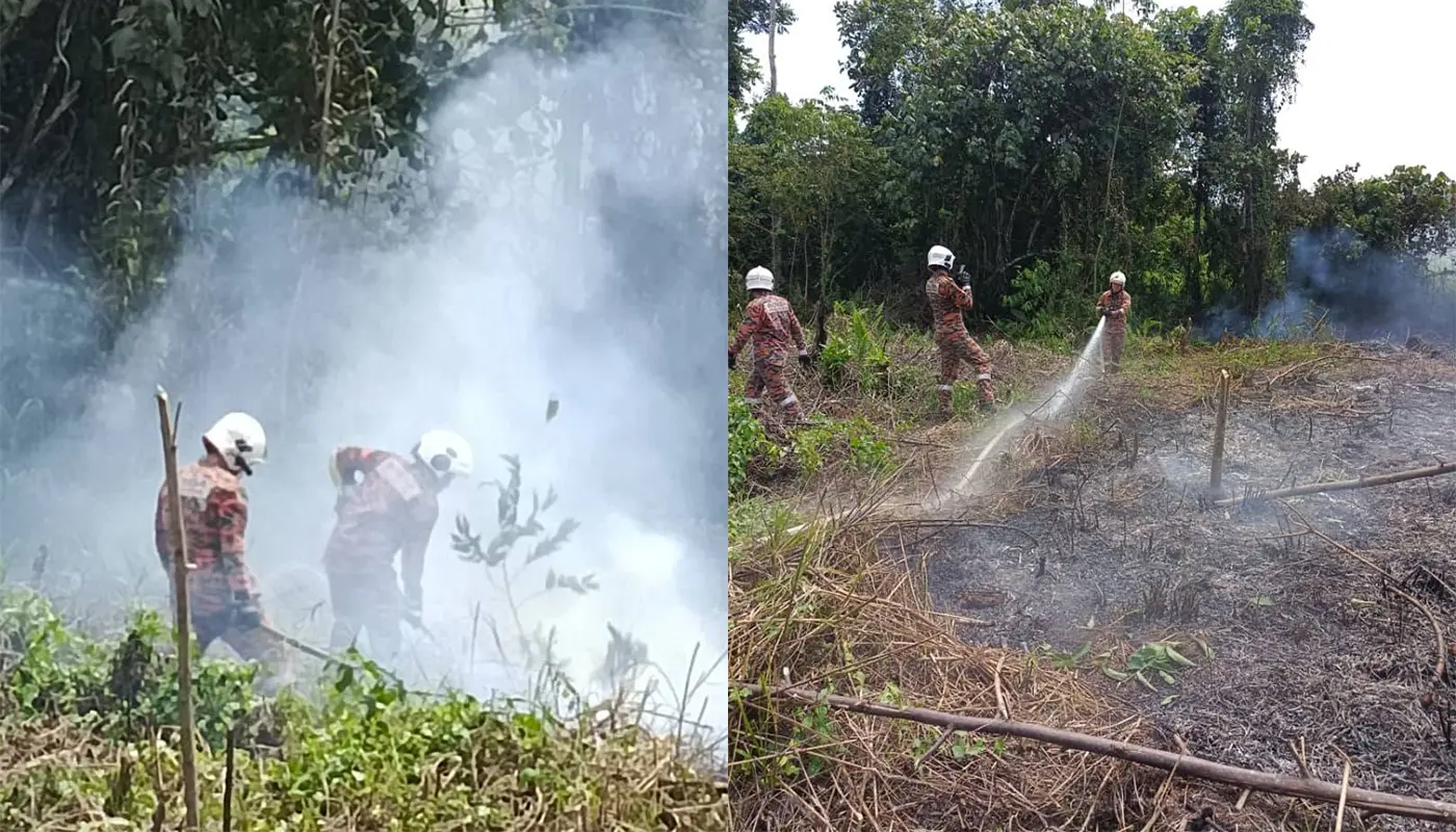 Firefighters Contained Fire Along Sibu Jaya Bypass Road 1 Sarawak, Sarawak News, Sibu, Sibu News, bushfire, emergency response, fire safety, community safety
