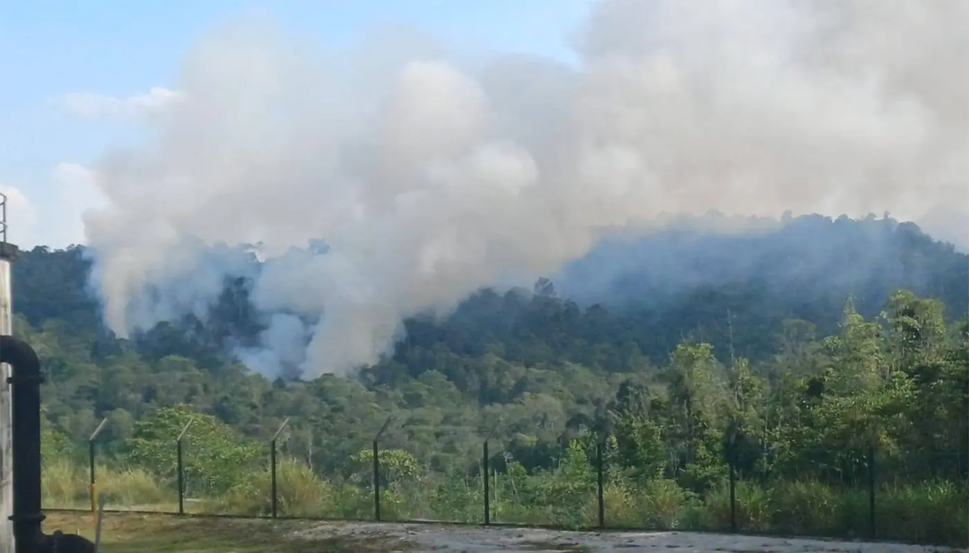 Forest Fire Near Kampung Siluk Water Tank, Lundu 1 Sarawak, Sarawak News, Lundu, Lundu News, Forest Fire, BBP Lundu, Emergency Response, Fire Safety