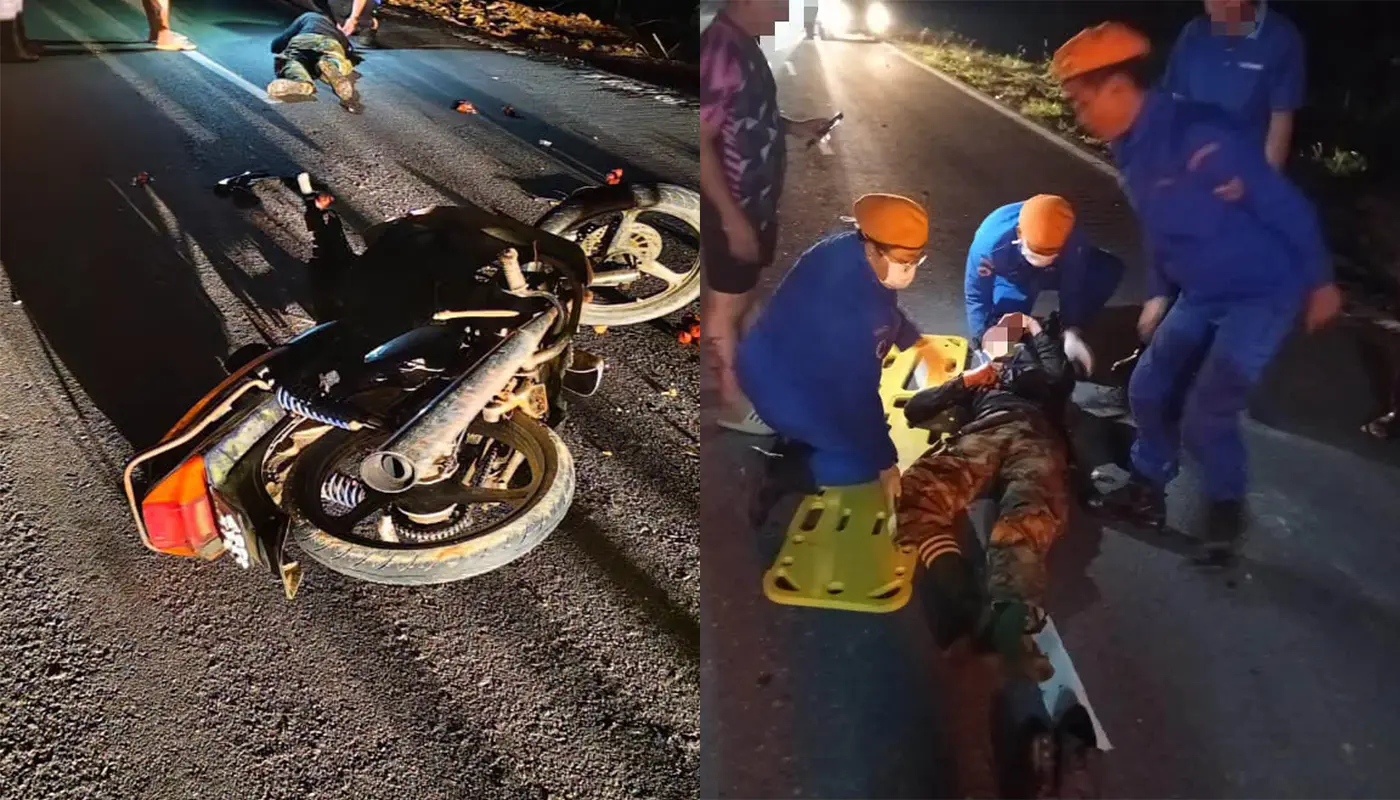 Motorcyclist Injured in A Road Accident in Debak 1 Sarawak, Sarawak News, Debak, Debak News, Road Accident, APM, Emergency Response, Traffic Safety