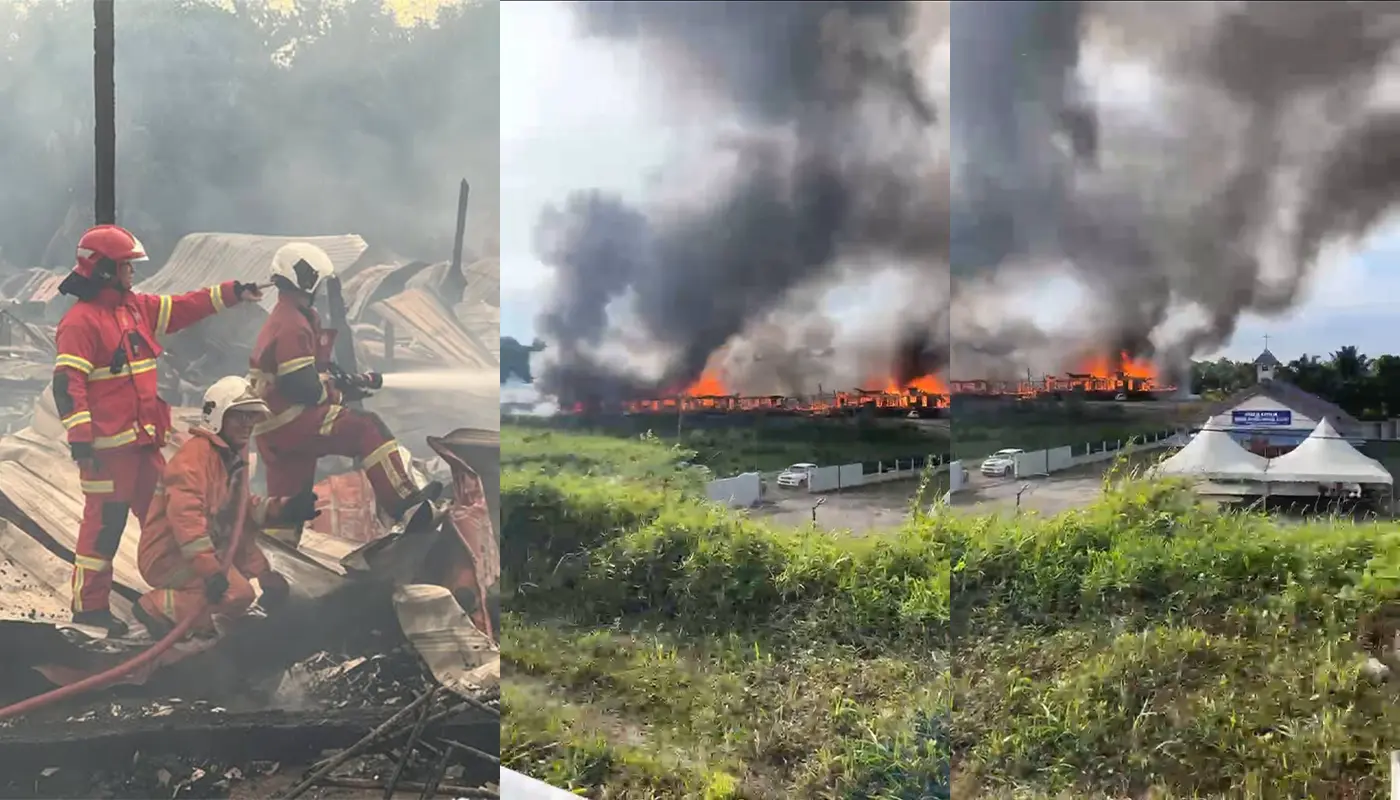 Afternoon Fire Destroys Bintulu Longhouse, 23 Families Homeless 1 BBP Batu Niah, Sarawak, Sarawak News, Bintulu, Bintulu News, Longhouse Fire, Fire and Rescue Department, Bomba, Disaster, Community, Samalaju, Batu Niah, Jalan Bintulu-Miri