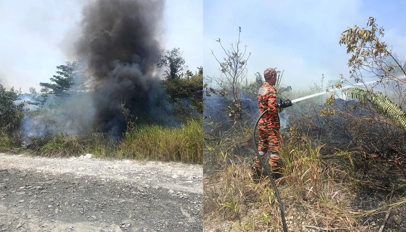 BOMBA Kota Samarahan Extinguishes Bush Fire at Taman Bukit Berangan 1 Sarawak, Sarawak News, Kota Samarahan, Kota Samarahan News, Bush Fire, Fire and Rescue, Taman Bukit Berangan, Firefighters, Emergency Response