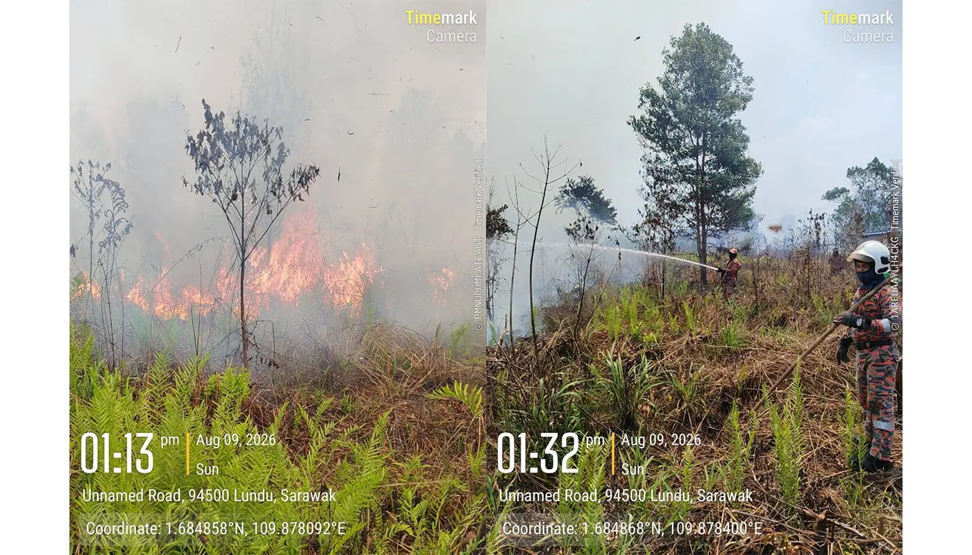 Sarawak, Sarawak News, Lundu, Lundu News, Forest Fire, Fire and Rescue, Firefighters, Kampung Metang Terap, Emergency Response